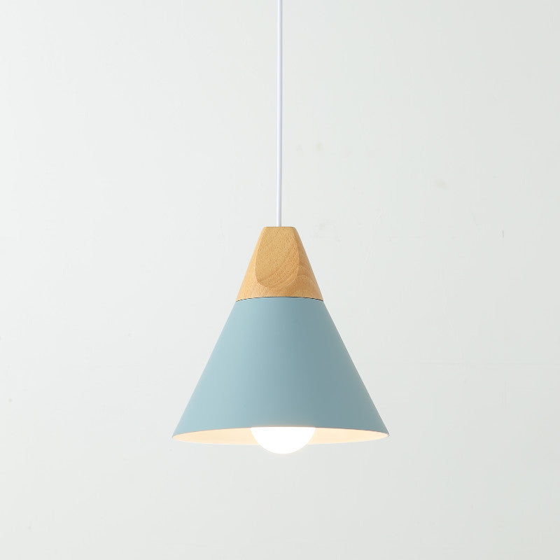 Cone Shape Hanging Lighting Modern Macaron Style Metal 1 Light Hanging Lamp for Restaurant