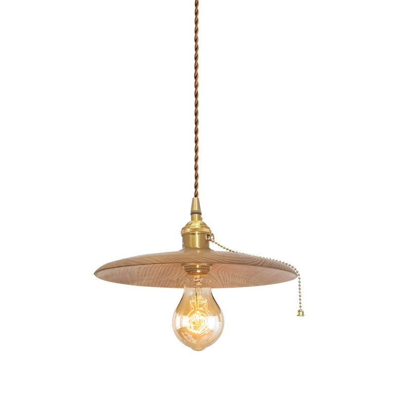 1 Light Pot Cover Hanging Pendant Modern Style Wood Hanging Lighting for Bedroom