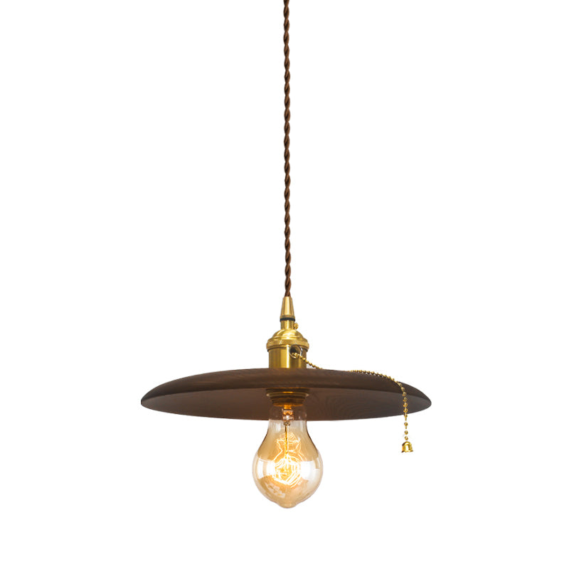1 Light Pot Cover Hanging Pendant Modern Style Wood Hanging Lighting for Bedroom
