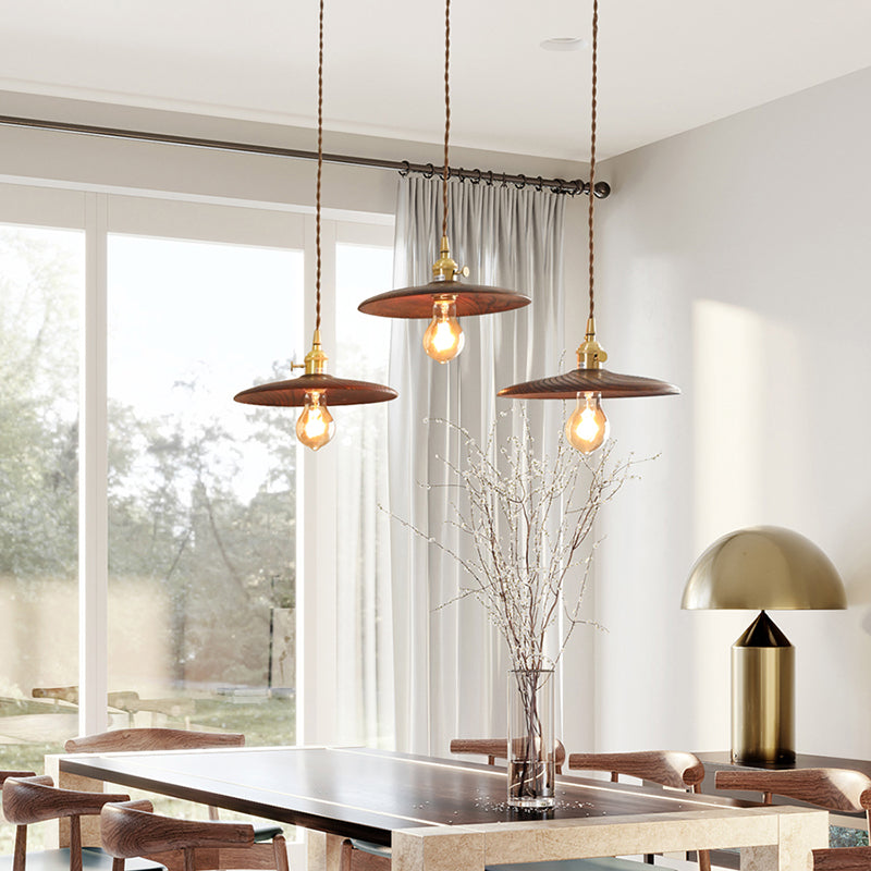 1 Light Pot Cover Hanging Pendant Modern Style Wood Hanging Lighting for Bedroom