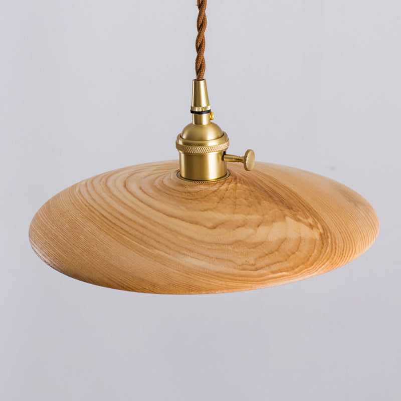 1 Light Pot Cover Hanging Pendant Modern Style Wood Hanging Lighting for Bedroom