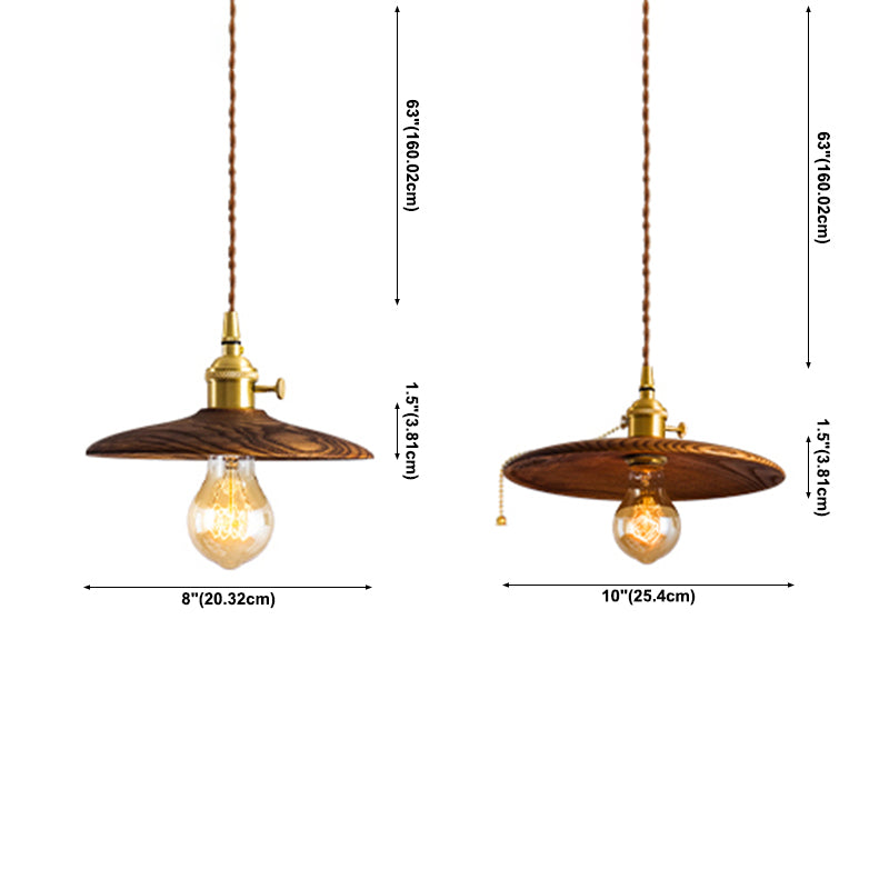 1 Light Pot Cover Hanging Pendant Modern Style Wood Hanging Lighting for Bedroom