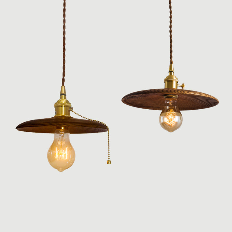 1 Light Pot Cover Hanging Pendant Modern Style Wood Hanging Lighting for Bedroom