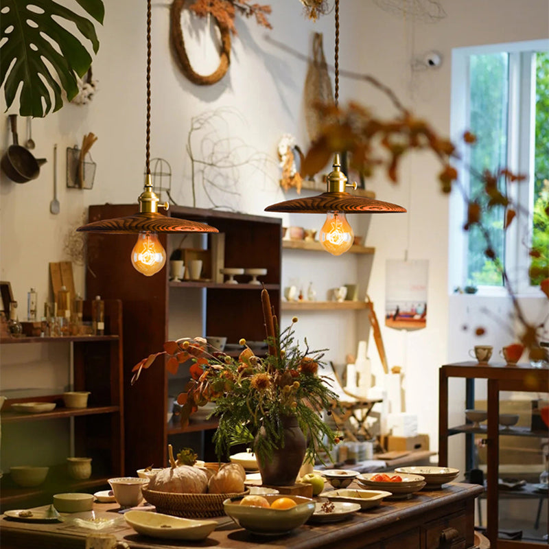 1 Light Pot Cover Hanging Pendant Modern Style Wood Hanging Lighting for Bedroom