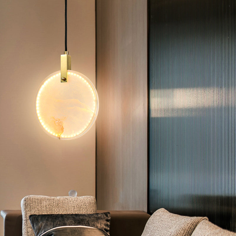 Marble Circular Shrow Lights Style moderne 1 Light Hanging Mount Fixture