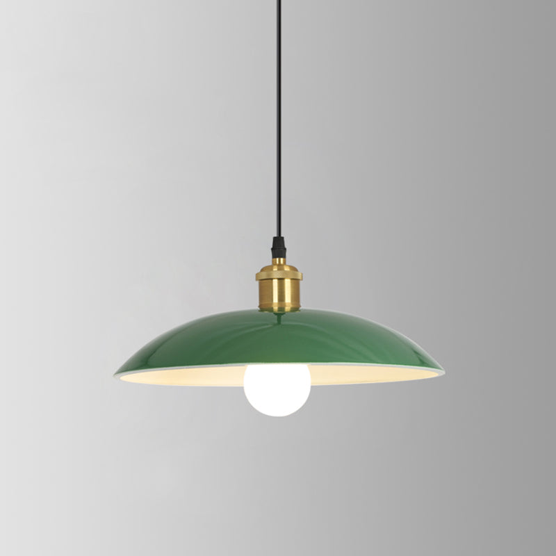 1-Light Industrial Pendant Lighting Fixtures Green Wrought Iron Ceiling Pendant