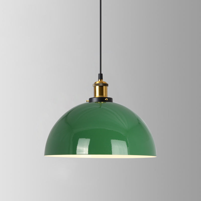 1-Light Industrial Pendant Lighting Fixtures Green Wrought Iron Ceiling Pendant