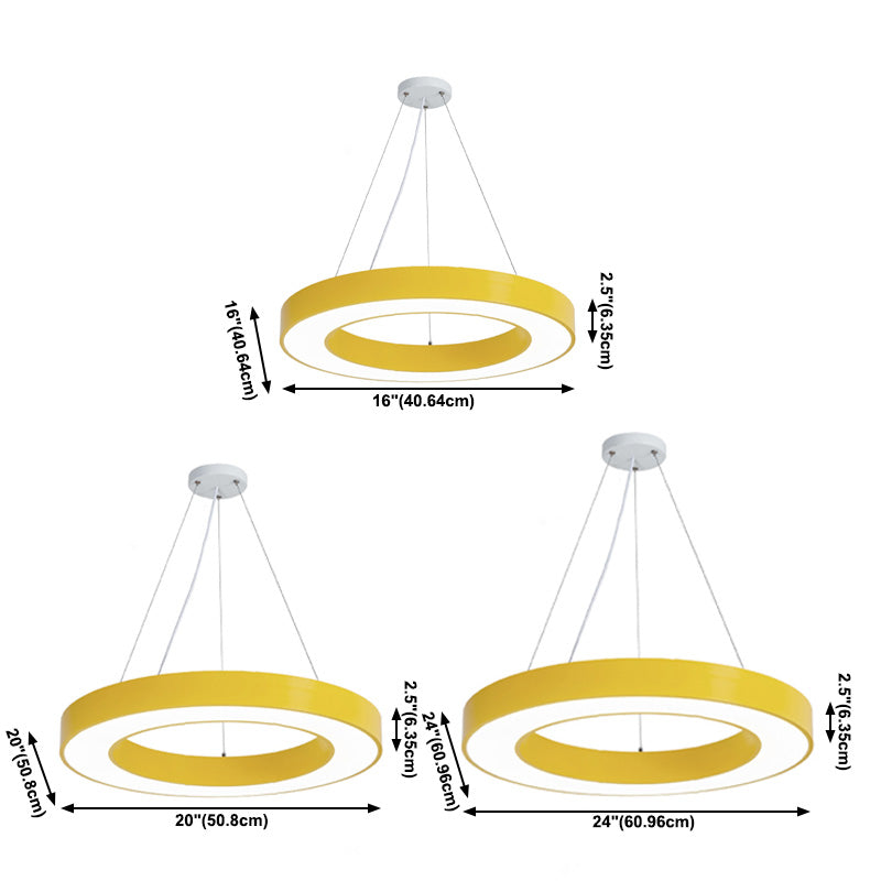Forme de bague en métal La lumière suspendue style moderne 1-Light Hanging Mount Fixture pour la maternelle