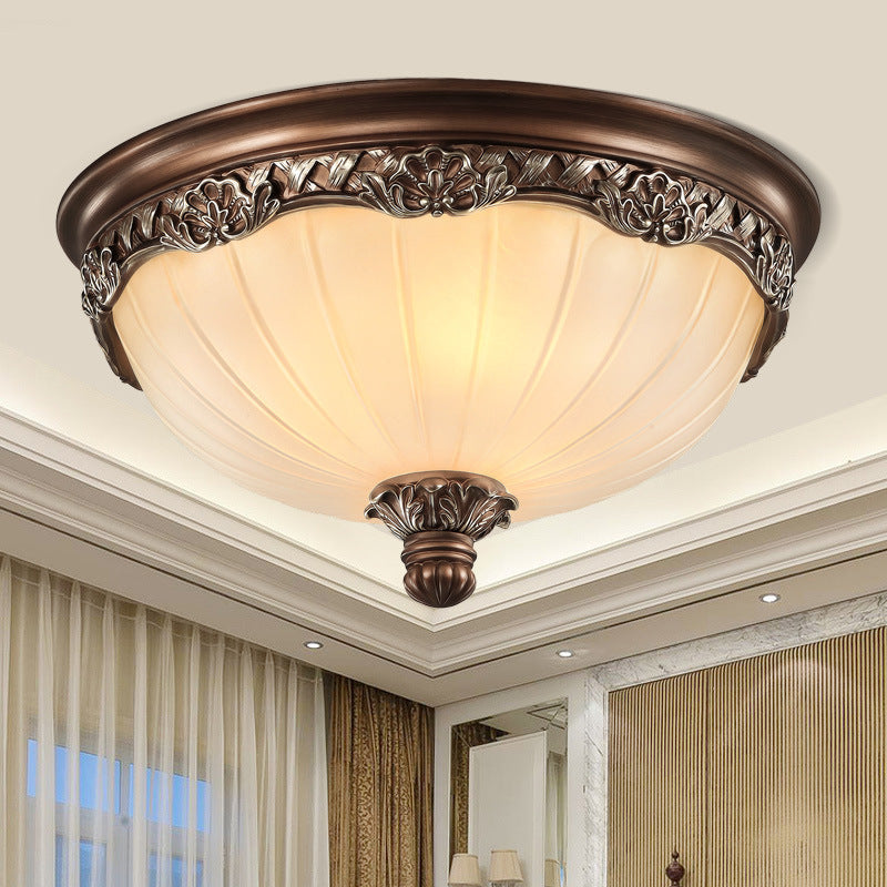 Copper Dome Ceiling Mount Light Modern Ceiling Lamp Fixture with Glass Shade for Bedroom