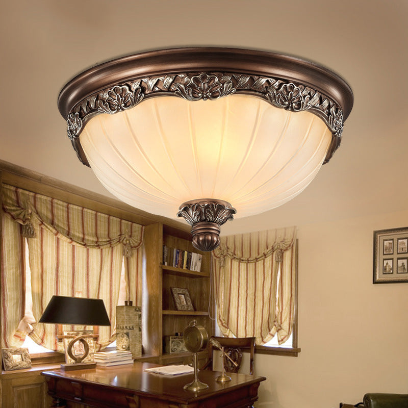 Copper Dome Ceiling Mount Light Modern Ceiling Lamp Fixture with Glass Shade for Bedroom