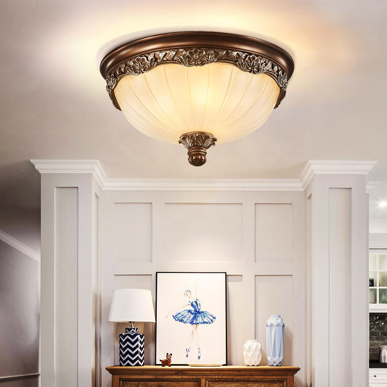 Copper Dome Ceiling Mount Light Modern Ceiling Lamp Fixture with Glass Shade for Bedroom