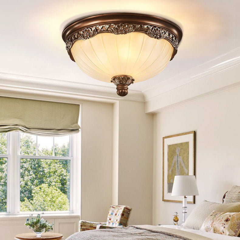 Copper Dome Ceiling Mount Light Modern Ceiling Lamp Fixture with Glass Shade for Bedroom