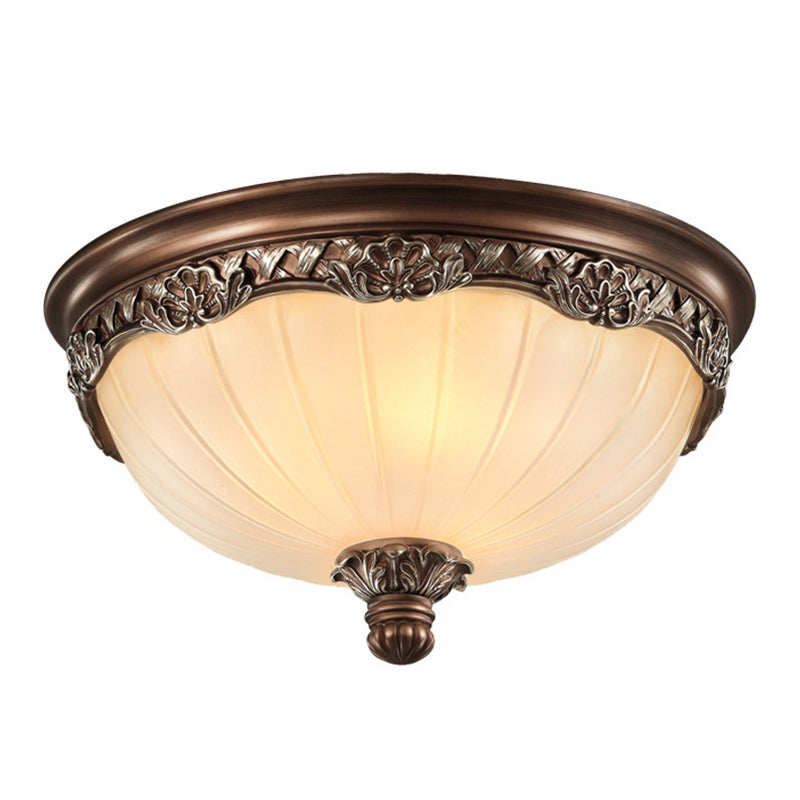 Copper Dome Ceiling Mount Light Modern Ceiling Lamp Fixture with Glass Shade for Bedroom