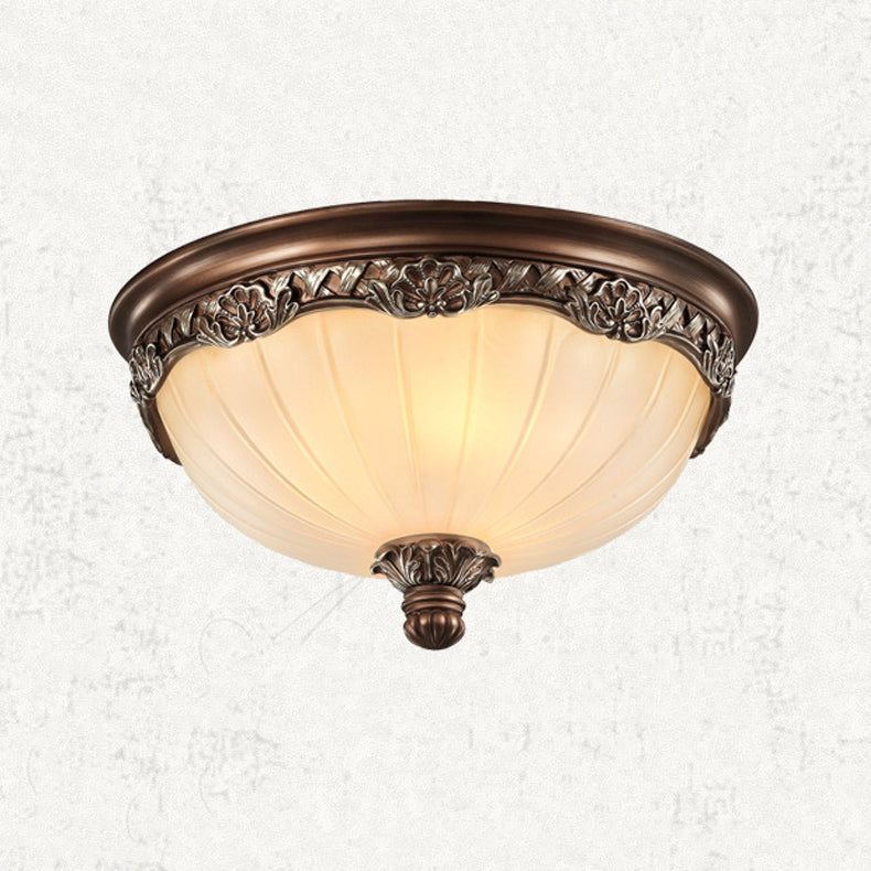 Copper Dome Ceiling Mount Light Modern Ceiling Lamp Fixture with Glass Shade for Bedroom