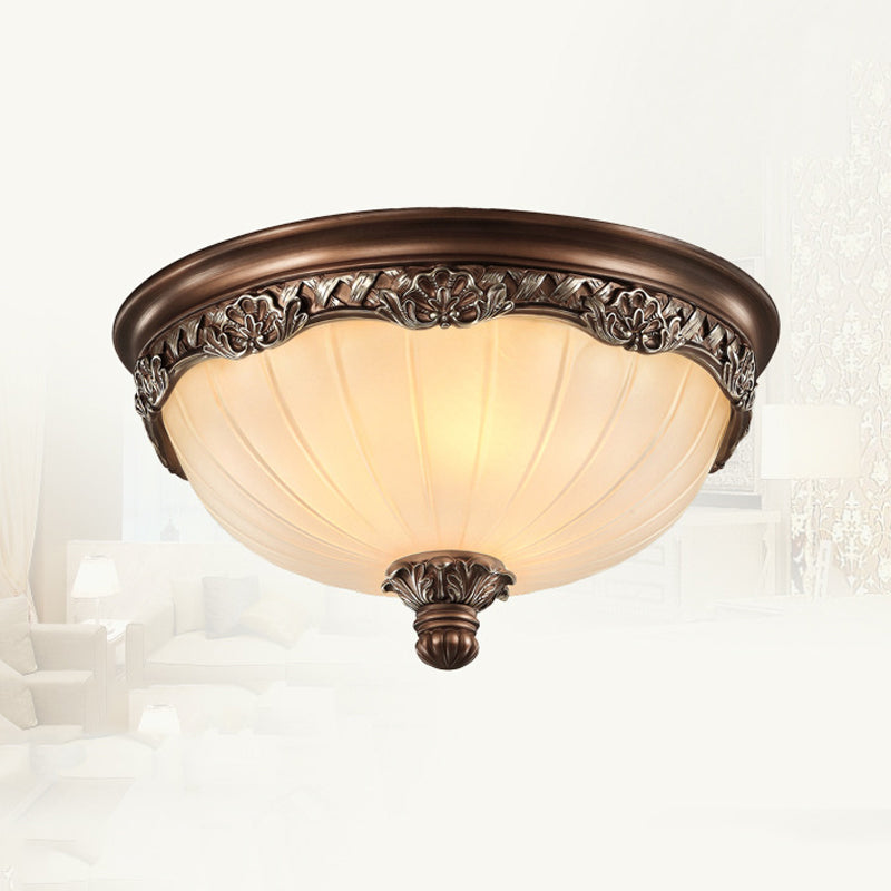 Copper Dome Ceiling Mount Light Modern Ceiling Lamp Fixture with Glass Shade for Bedroom