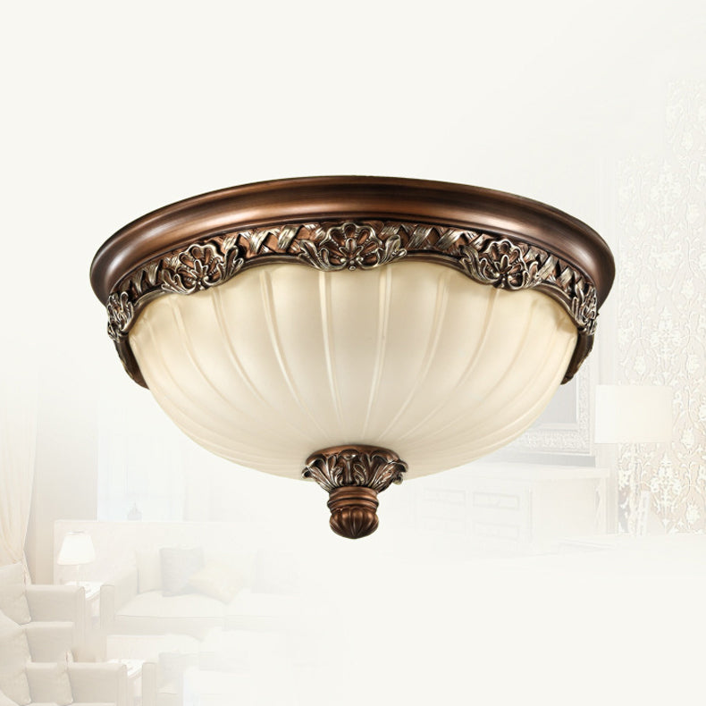 Copper Dome Ceiling Mount Light Modern Ceiling Lamp Fixture with Glass Shade for Bedroom