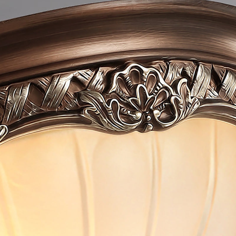 Copper Dome Ceiling Mount Light Modern Ceiling Lamp Fixture with Glass Shade for Bedroom