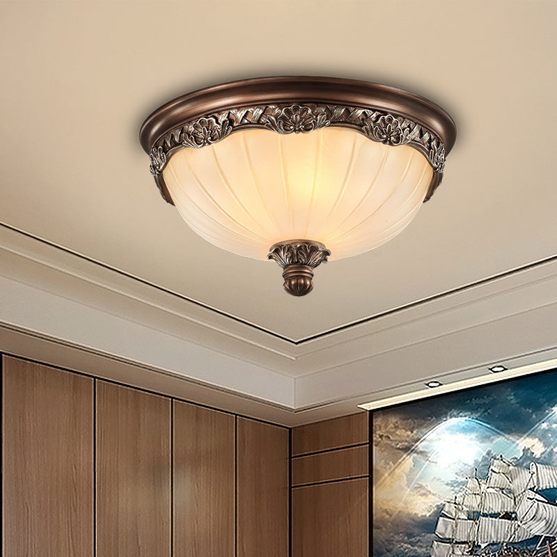 Copper Dome Ceiling Mount Light Modern Ceiling Lamp Fixture with Glass Shade for Bedroom