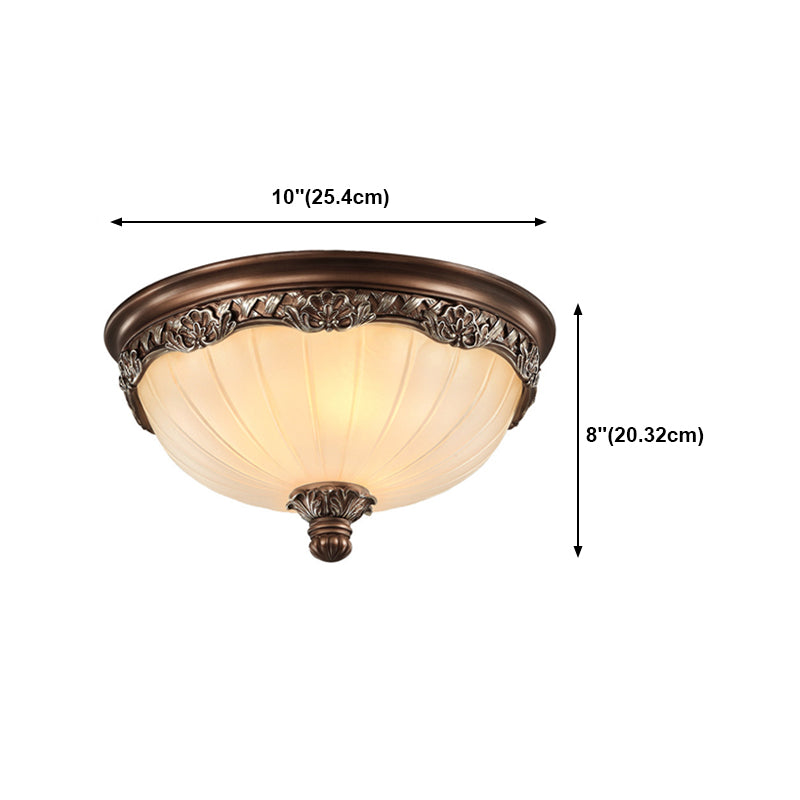 Copper Dome Ceiling Mount Light Modern Ceiling Lamp Fixture with Glass Shade for Bedroom