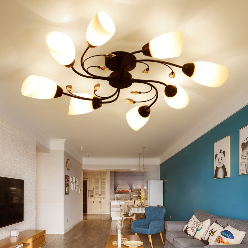 Multi Lights Ceiling Mount Light Minimalist Flush Mount Ceiling Light with Glass Shade