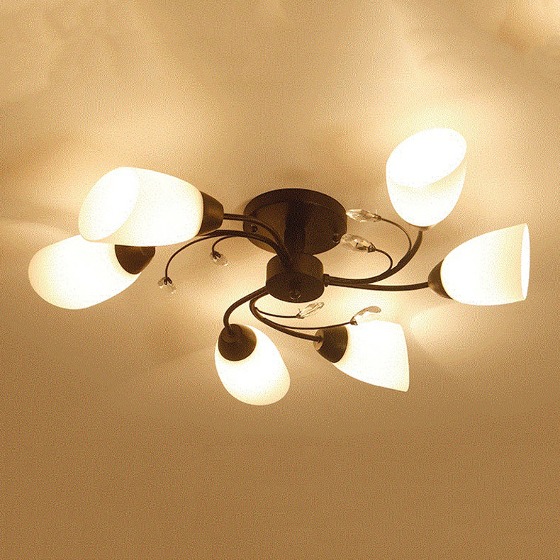 Multi Lights Ceiling Mount Light Minimalist Flush Mount Ceiling Light with Glass Shade