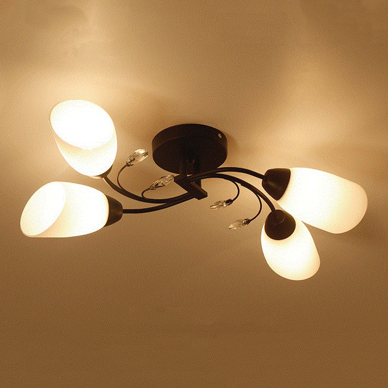Multi Lights Ceiling Mount Light Minimalist Flush Mount Ceiling Light with Glass Shade