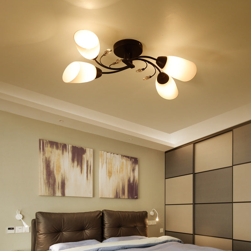 Multi Lights Ceiling Mount Light Minimalist Flush Mount Ceiling Light with Glass Shade