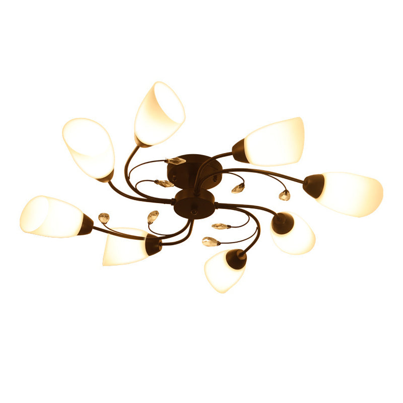 Multi Lights Ceiling Mount Light Minimalist Flush Mount Ceiling Light with Glass Shade