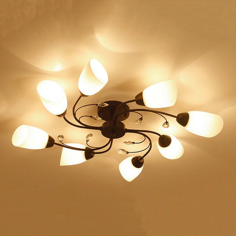 Multi Lights Ceiling Mount Light Minimalist Flush Mount Ceiling Light with Glass Shade