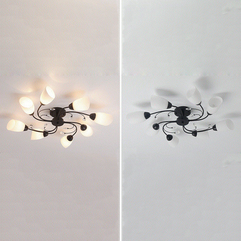 Multi Lights Ceiling Mount Light Minimalist Flush Mount Ceiling Light with Glass Shade