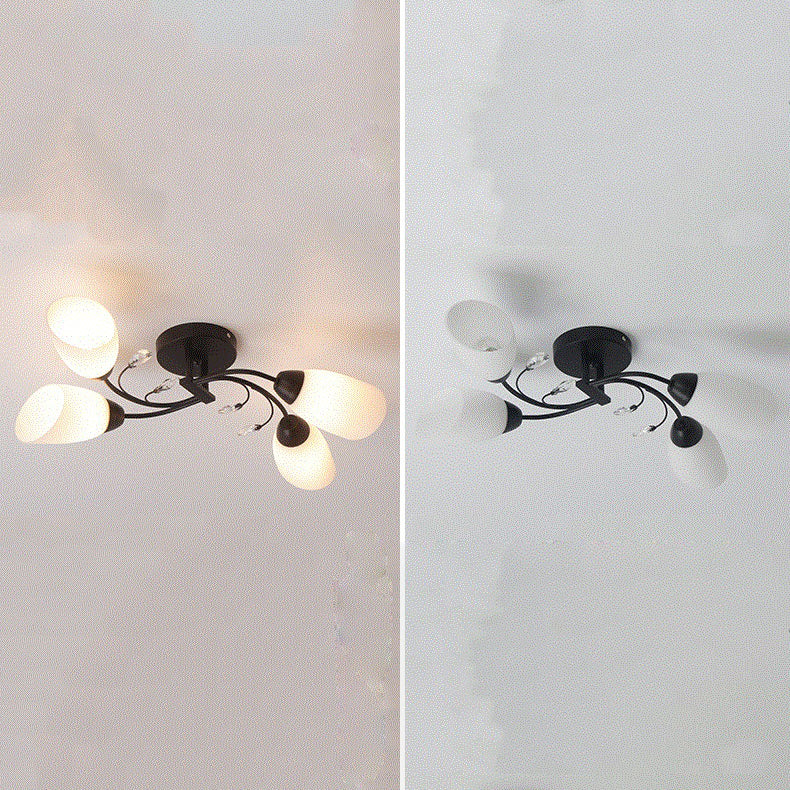 Multi Lights Ceiling Mount Light Minimalist Flush Mount Ceiling Light with Glass Shade