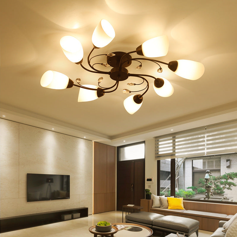 Multi Lights Ceiling Mount Light Minimalist Flush Mount Ceiling Light with Glass Shade