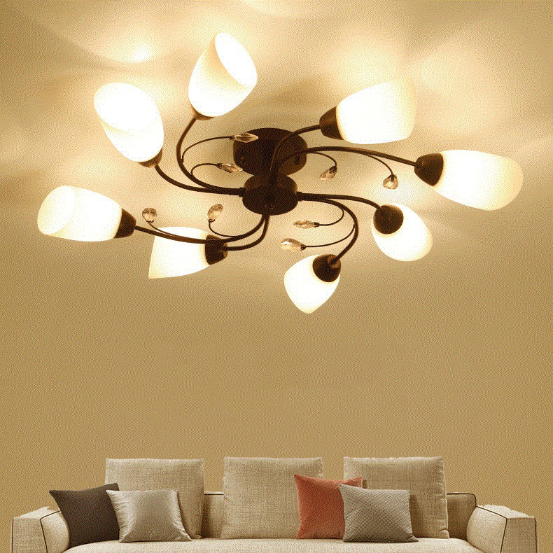 Multi Lights Ceiling Mount Light Minimalist Flush Mount Ceiling Light with Glass Shade