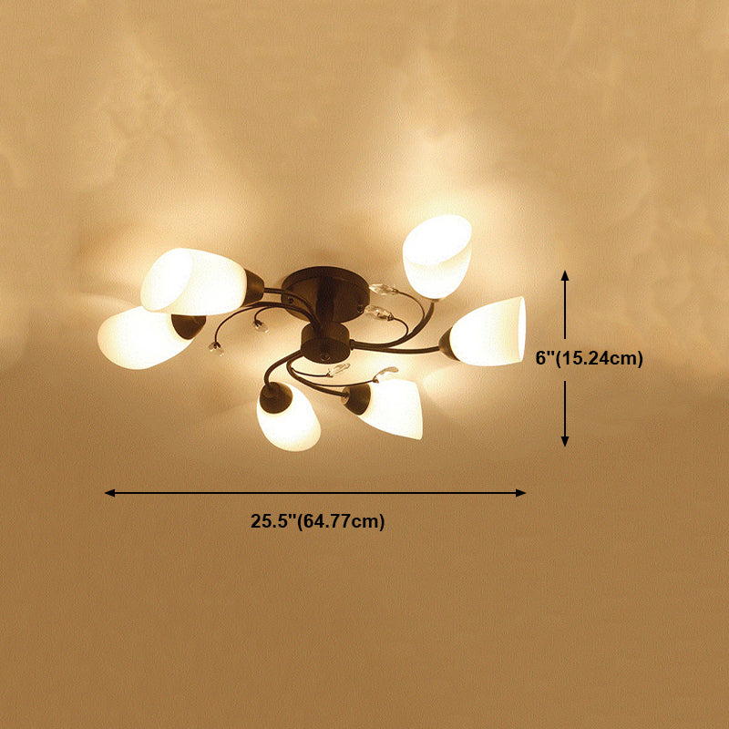 Multi Lights Ceiling Mount Light Minimalist Flush Mount Ceiling Light with Glass Shade
