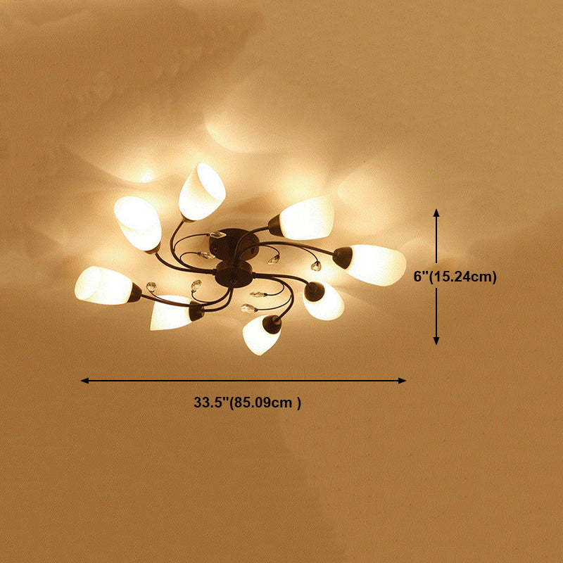 Multi Lights Ceiling Mount Light Minimalist Flush Mount Ceiling Light with Glass Shade