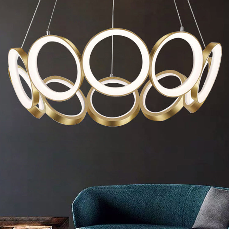 Circles Chandelier Lighting Fixture Modern LED Stainless Steel Hanging Chandelier Lamp