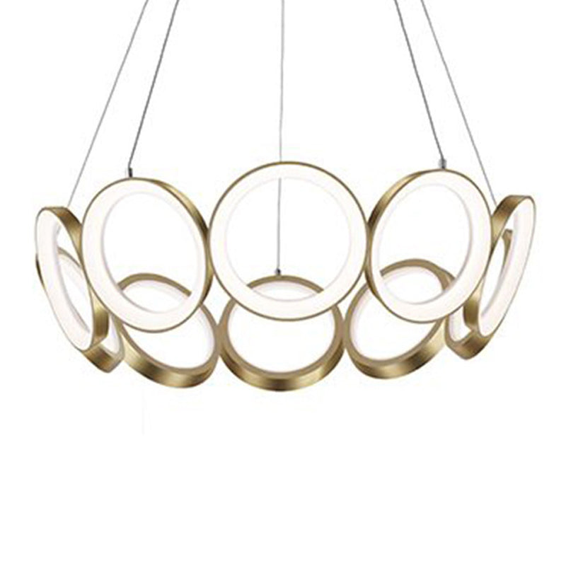 Circles Chandelier Lighting Fixture Modern LED Stainless Steel Hanging Chandelier Lamp