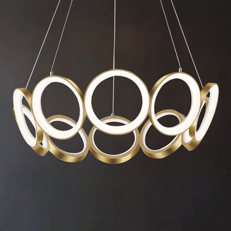 Circles Chandelier Lighting Fixture Modern LED Stainless Steel Hanging Chandelier Lamp