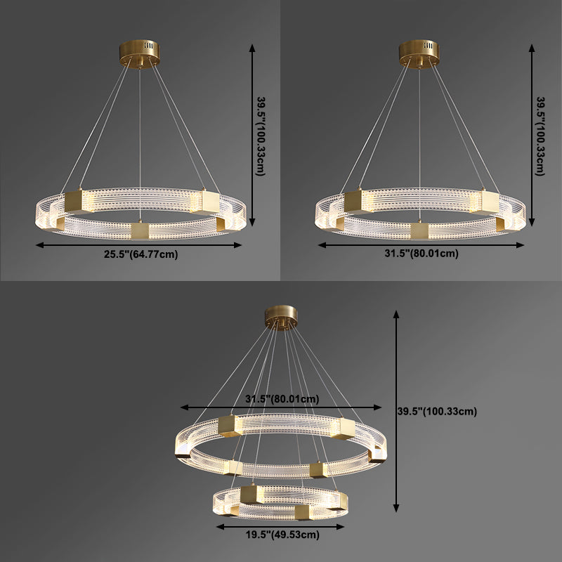 Simple Led Chandelier Light Fixtures Ring Shape Hanging Chandelier with Acrylic Shade