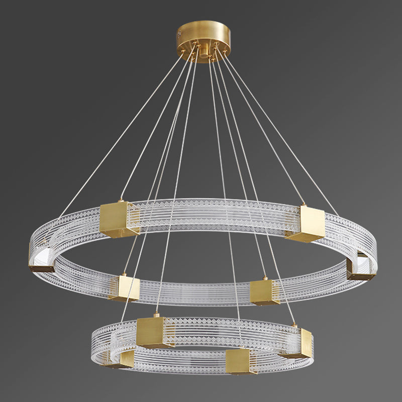 Simple Led Chandelier Light Fixtures Ring Shape Hanging Chandelier with Acrylic Shade