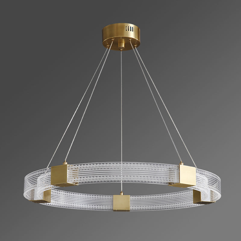 Simple Led Chandelier Light Fixtures Ring Shape Hanging Chandelier with Acrylic Shade