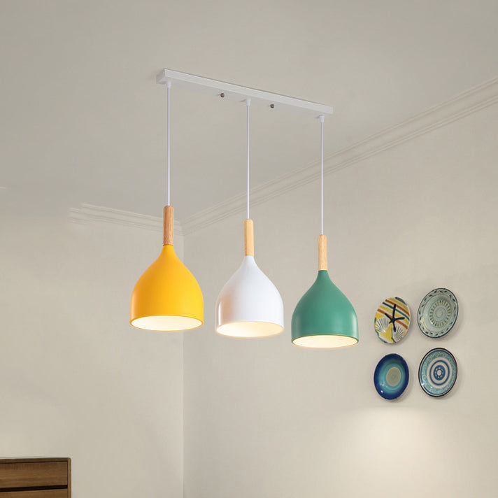 3 lumières salle à manger pendentif éclairage macaron métal metal de goutte de pluie en forme de lumière suspendue