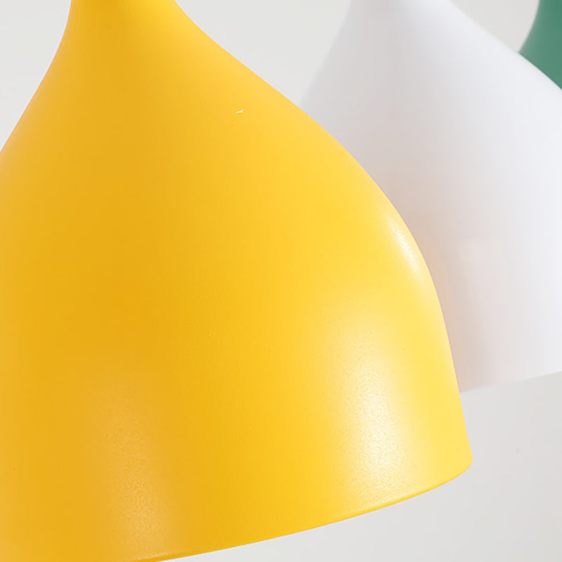 3 Lights Dining Room Pendant Lighting Macaron Metal Raindrop Shaped Multiple Hanging Light