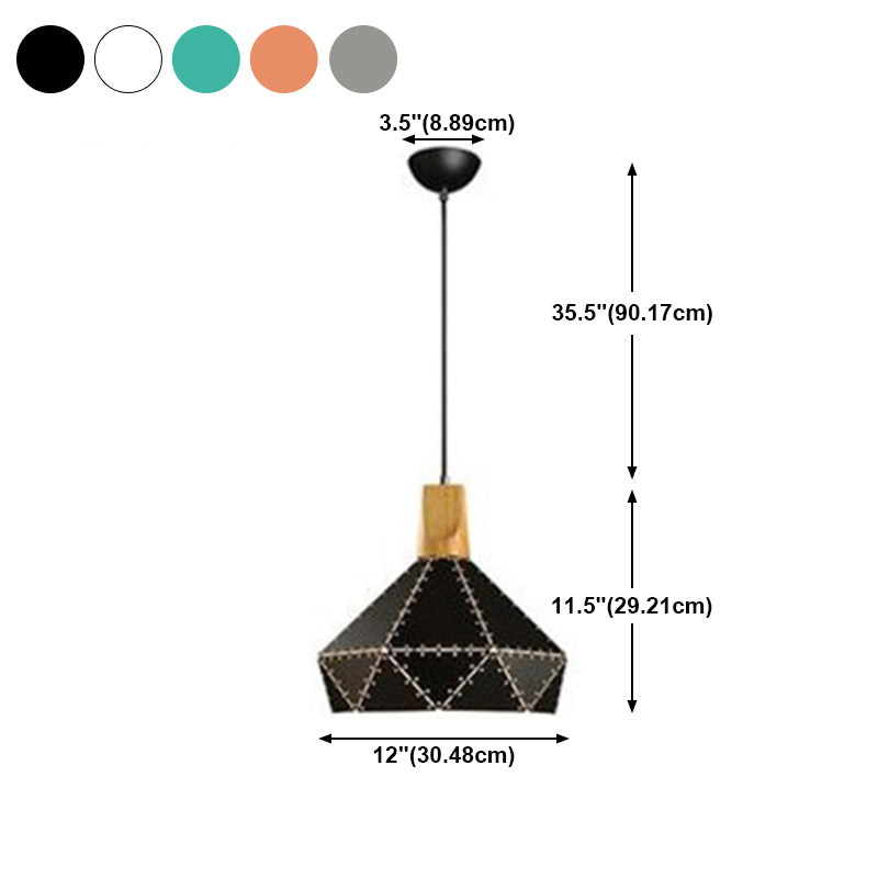 Macaron Metal Diamond Drop Lamp 1-Light Dining Room Pendant Light Fixture