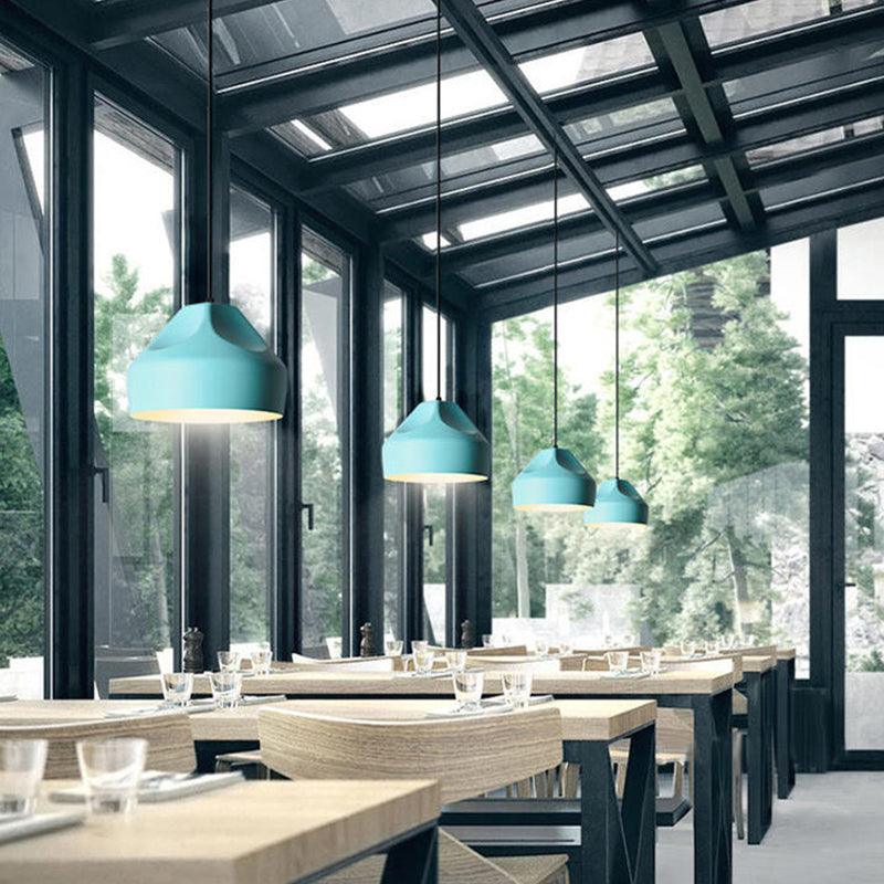 Macaron Single-Bulb Pendant lampe Aluminium Géométrique Hanging Light pour salle à manger