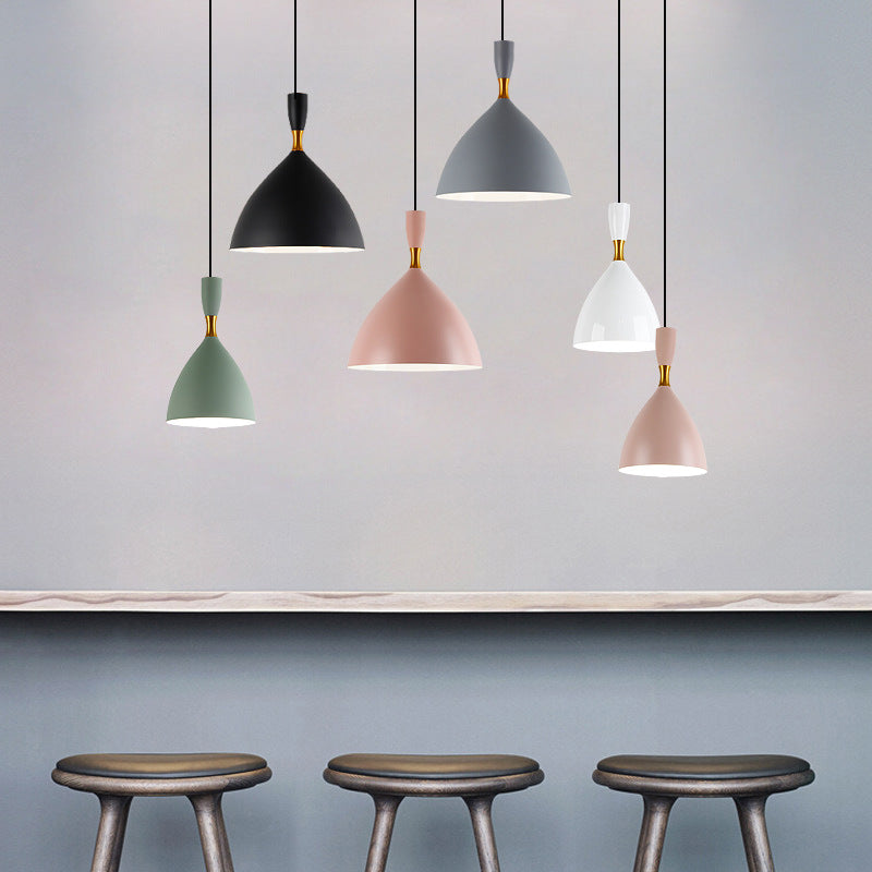 Macaron Style 1-Bulb Pendant Pendant Metal Teardrop en forme de lumière suspendue pour salle à manger