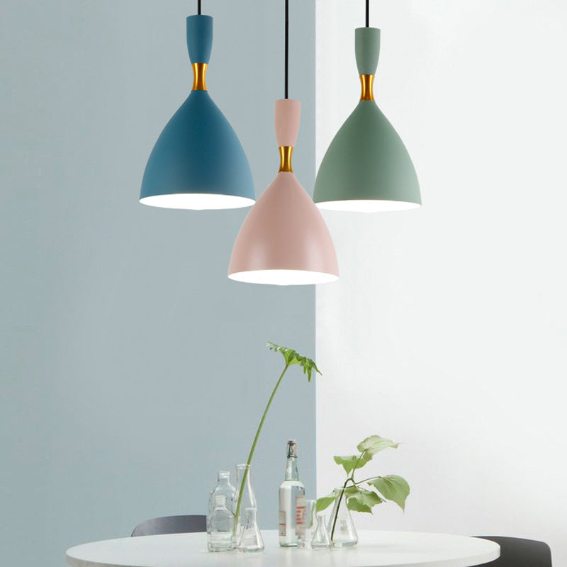 Macaron Style 1-Bulb Pendant Pendant Metal Teardrop en forme de lumière suspendue pour salle à manger