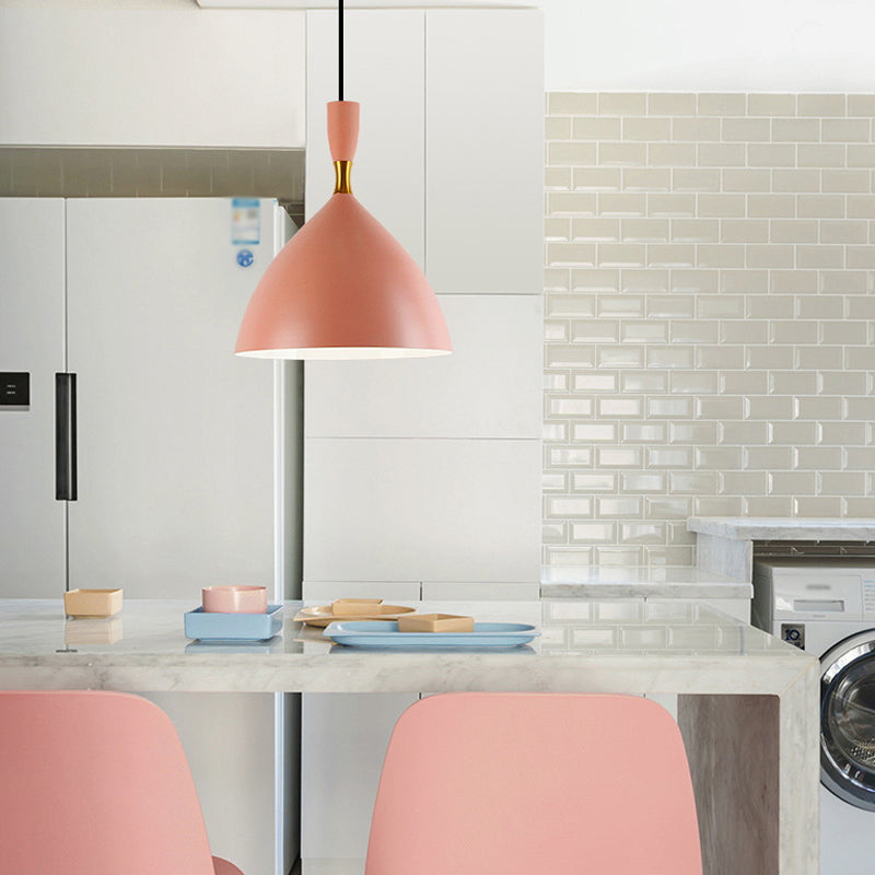 Macaron Style 1-Bulb Pendant Pendant Metal Teardrop en forme de lumière suspendue pour salle à manger