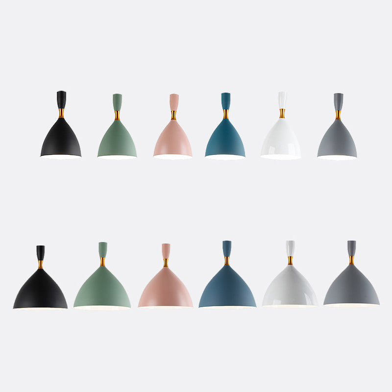 Macaron Style 1-Bulb Pendant Pendant Metal Teardrop en forme de lumière suspendue pour salle à manger