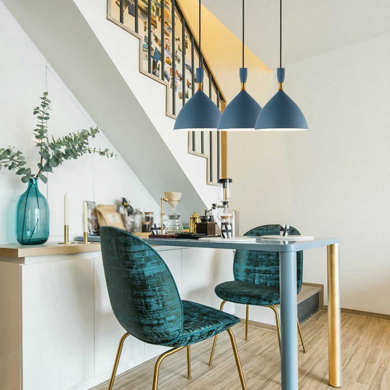 Macaron Style 1-Bulb Pendant Pendant Metal Teardrop en forme de lumière suspendue pour salle à manger